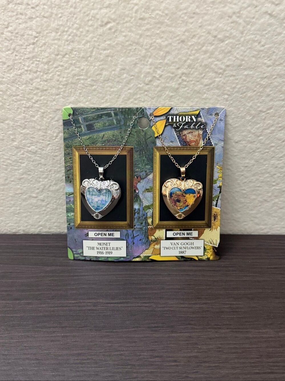 Thorn & Fable Monet & Van Gogh Heart Locket Best Friend Necklace Set